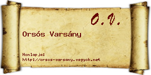 Orsós Varsány névjegykártya