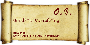 Orsós Varsány névjegykártya
